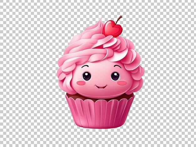 PSD simpatico personaggio cupcake rosa dei cartoni animati