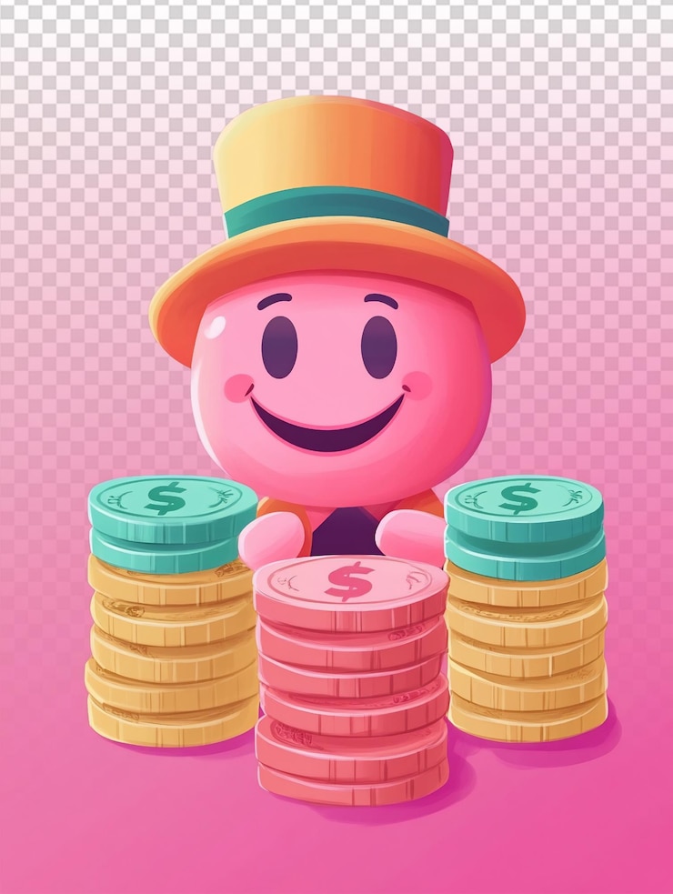 PSD cute pink monopoly game money icon for fun play