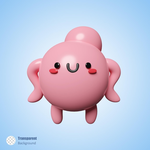 PSD cute pink monster in 3d render design