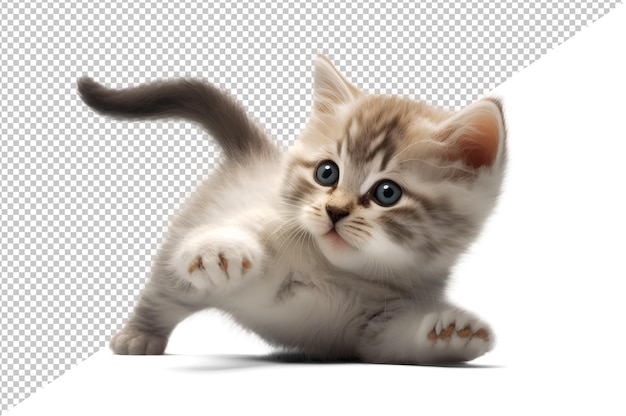 PSD cute playful kitten on isolated background