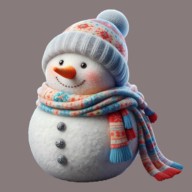 PSD cute plush snowman in a hat and scarf