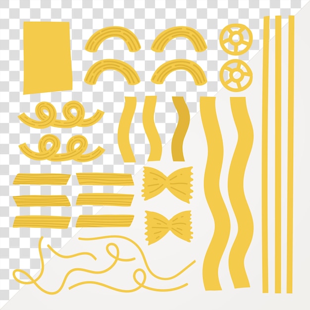 cute png pasta food doodle colorful graphic set