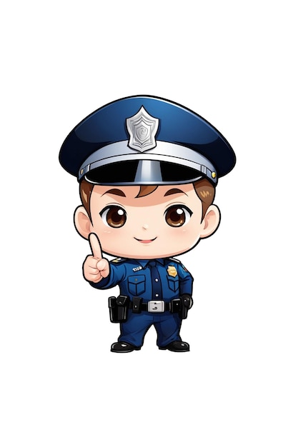 Cute policeman with pointing finger illustration