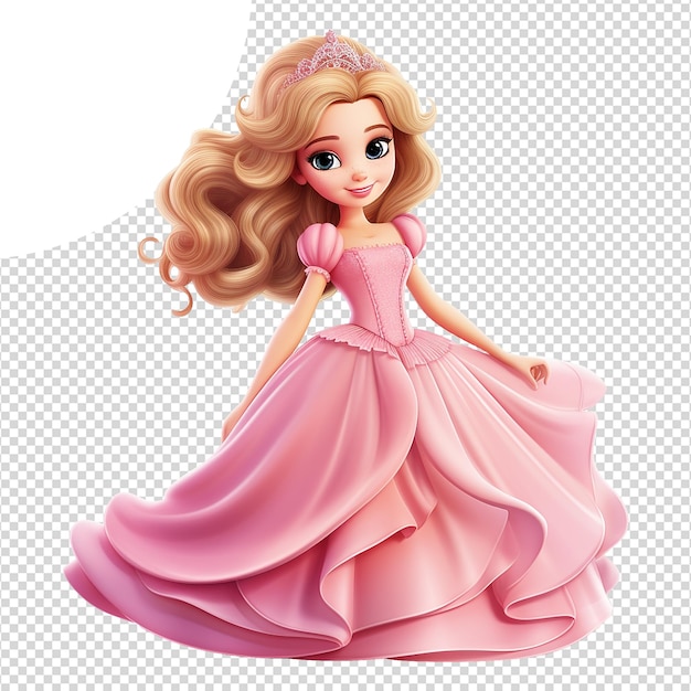 Cute princess cartoon isolated on transparent background