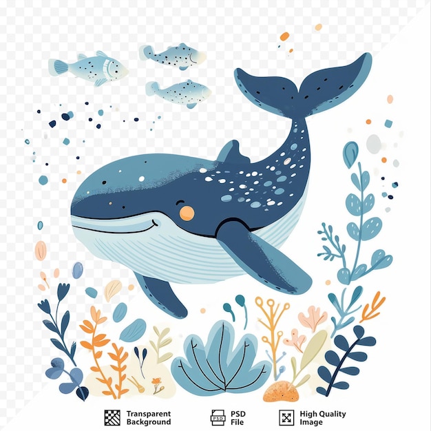 PSD cute print with whale for baby