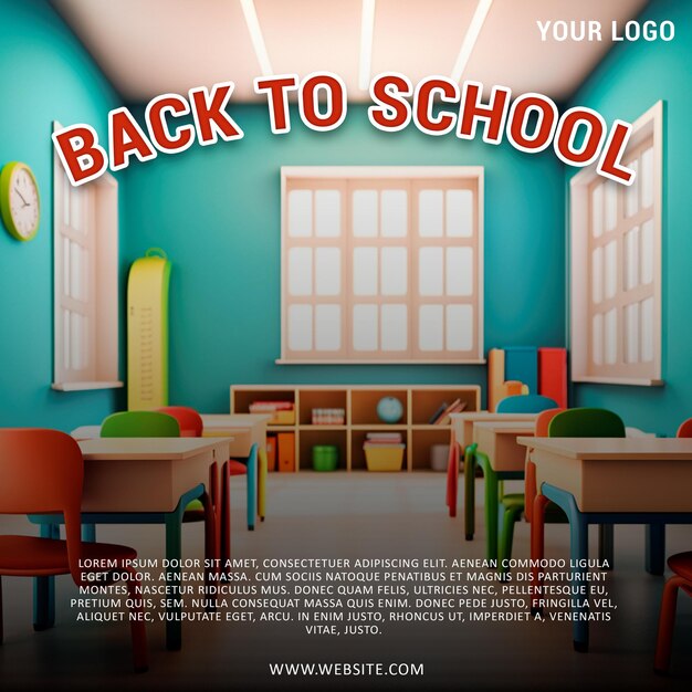 PSD cute psd back to school poster with cute background