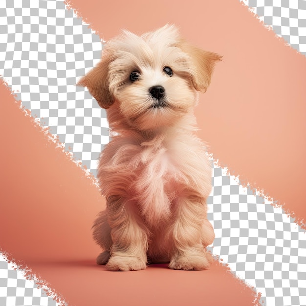 Cute puppy stands on transparent background