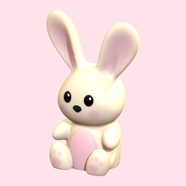 귀여운 토끼 토끼 일러스트레이션 3D