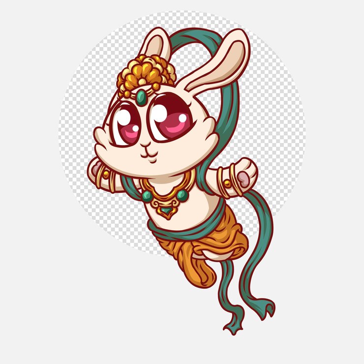 PSD cute rabbit flying.  animal character illustration