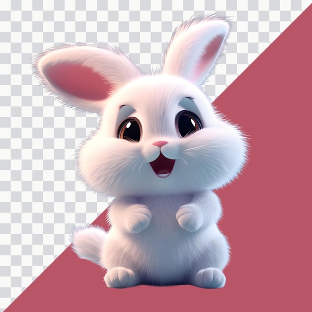 Cute rabbit soft smooth lighting only png premium psd