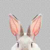 PSD cute rabbit staring half on the white background