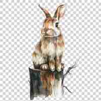 PSD cute rabbit watercolor style isolated on transparent background png