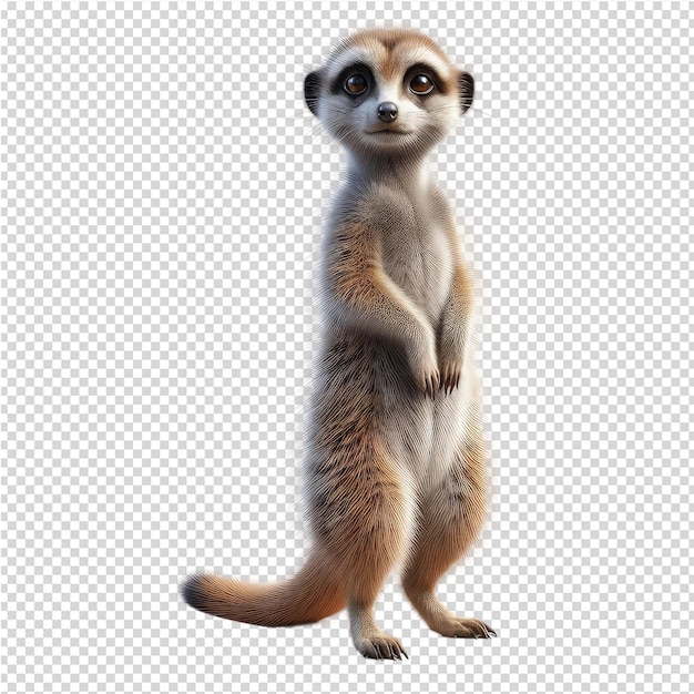 PSD a cute raccoon standing on a white background