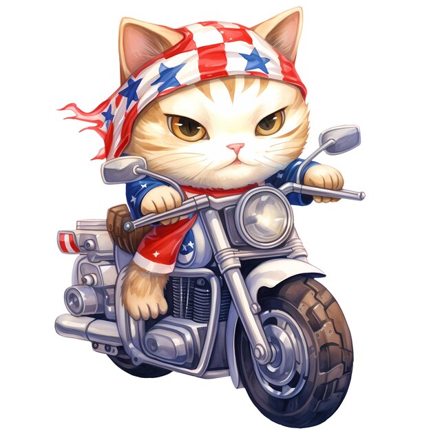 귀여운 라그돌 고양이 미국 모터사이클 클리파트 일러스트레이션