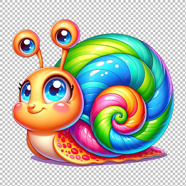 PSD cute rainbow snail cartoon character clipart