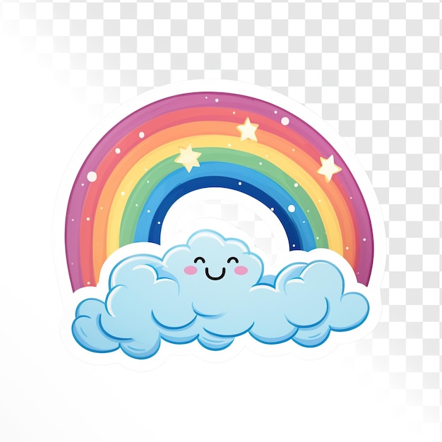 PSD cute rainbow sticker on transparency background