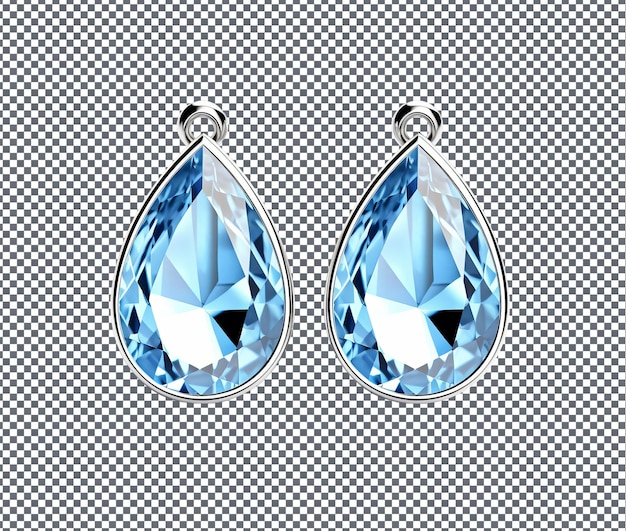 Cute raindrop shaped earrings isolated on transparent background