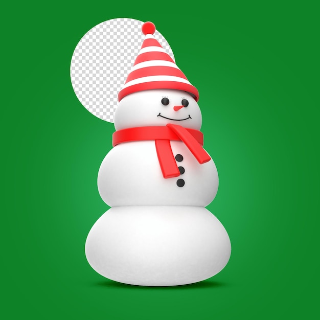 PSD Милый реалистичный снежный человек в рукавицах шарф шляпа
