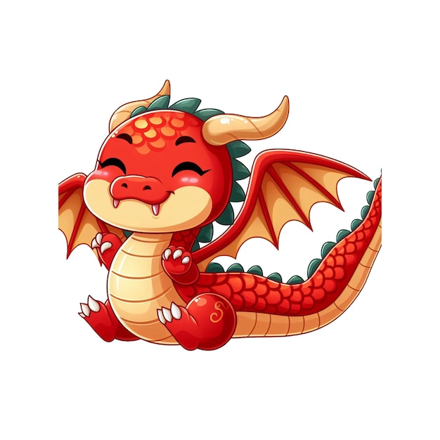 PSD cute red cartoon dragoon vector icon