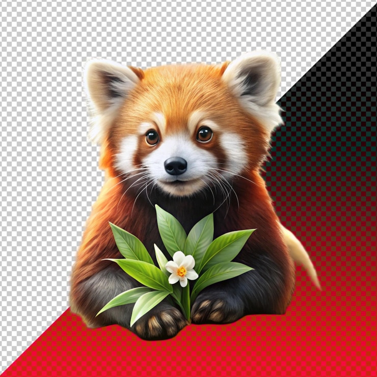 PSD cute red panda isolated on transparent background