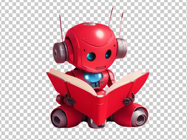 PSD 可愛い赤いロボットが本を読んでいる