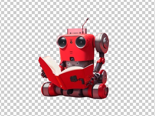 PSD cute red robot reading a book