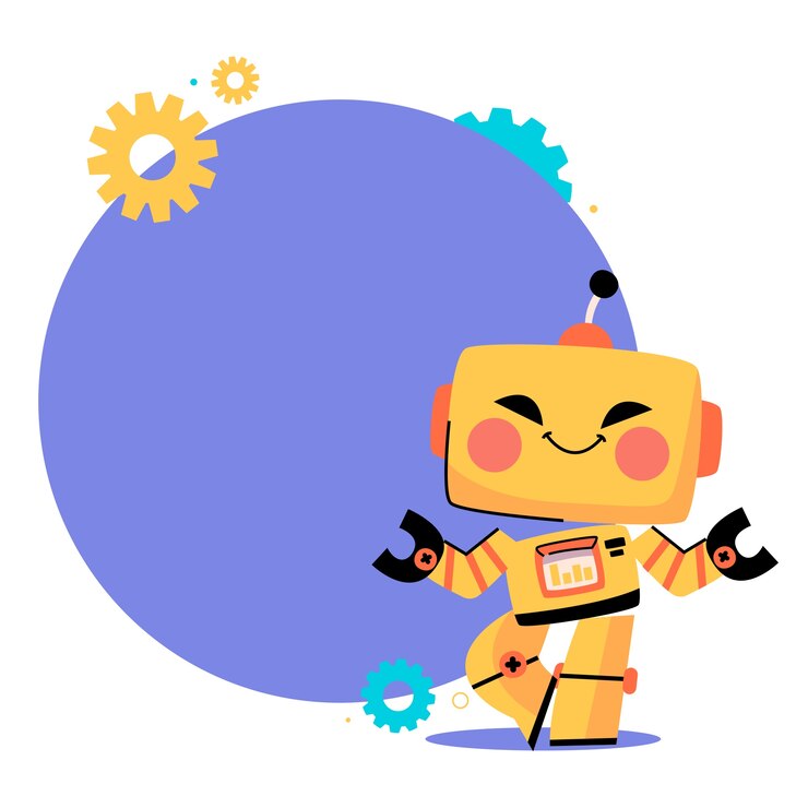 PSD cute robot frame isolated