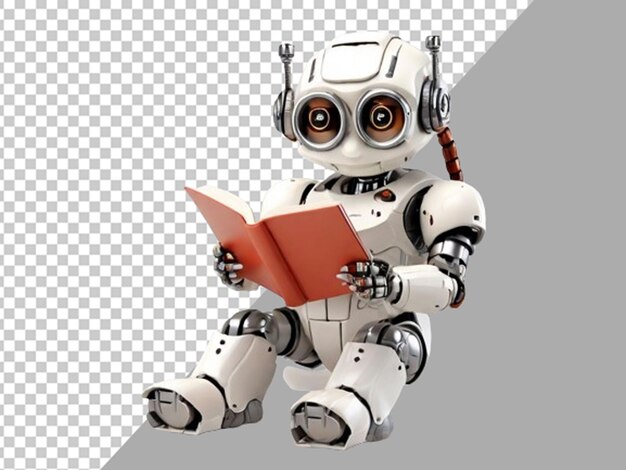 PSD un robot carino che legge un libro di booka.