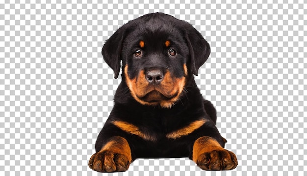 PSD cute rottweiler puppy isolated on transparent background