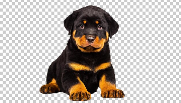 PSD cute rottweiler puppy isolated on transparent background