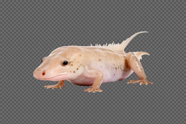 Cute salamander exotic axolotl isolated on a transparent background