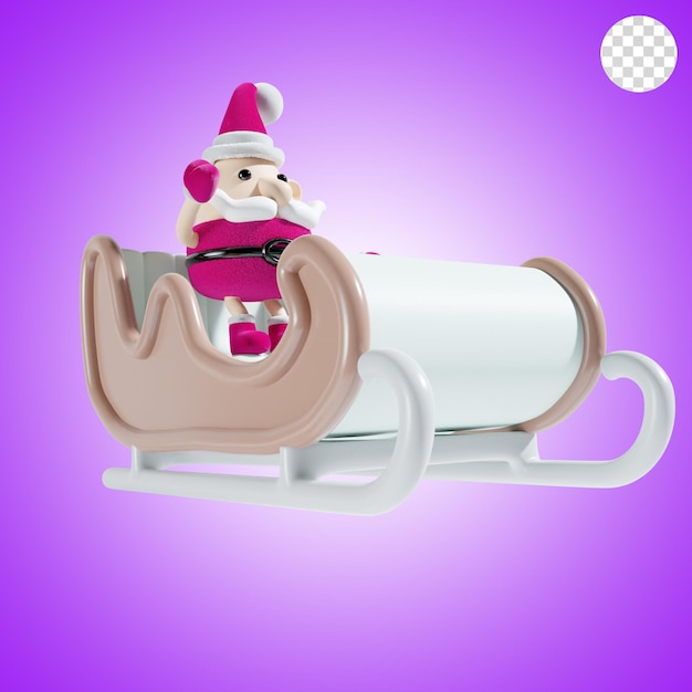 PSD cute santa claus with carriage in pink theme