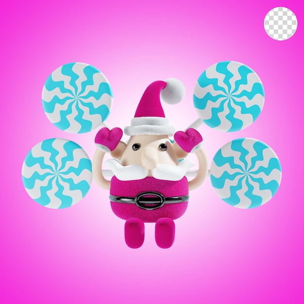 ピンクのテーマでクリスマスのキャンディーで可愛いサンタクロース