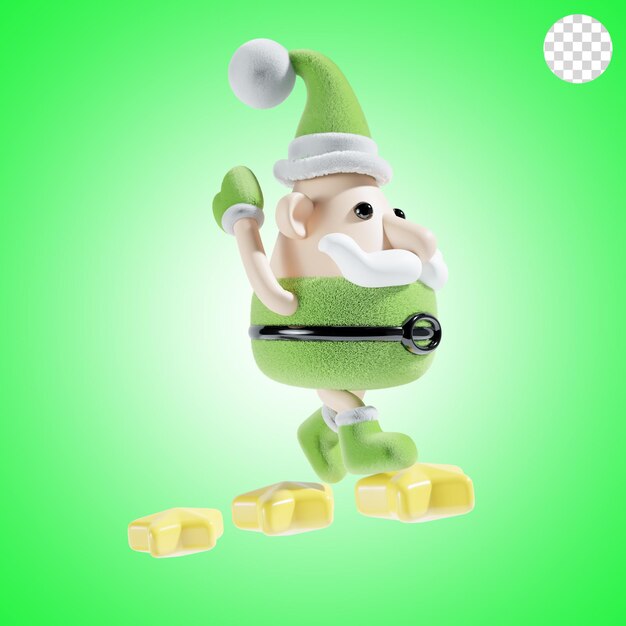 PSD cute santa claus with christmas star in green theme