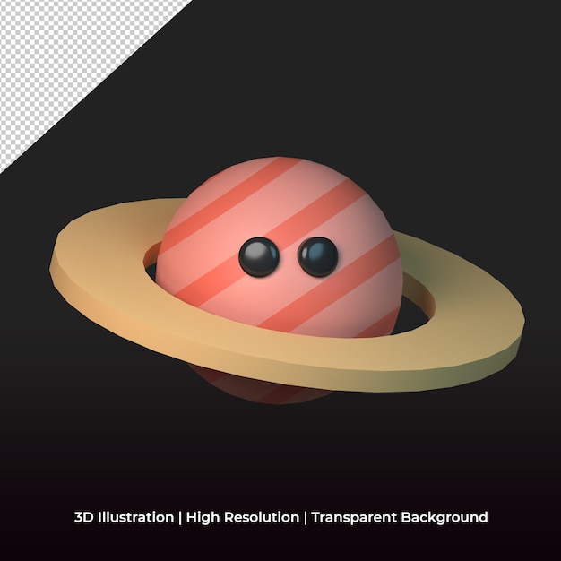 PSD cute saturn planet character cute 3d