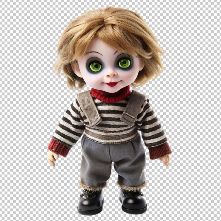 PSD cute scary spooky doll halloween on transparent background