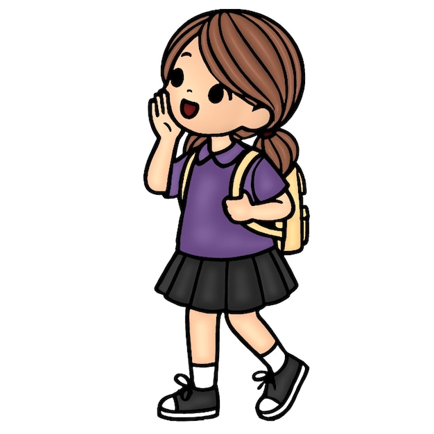 귀여운 학교 소녀 전화