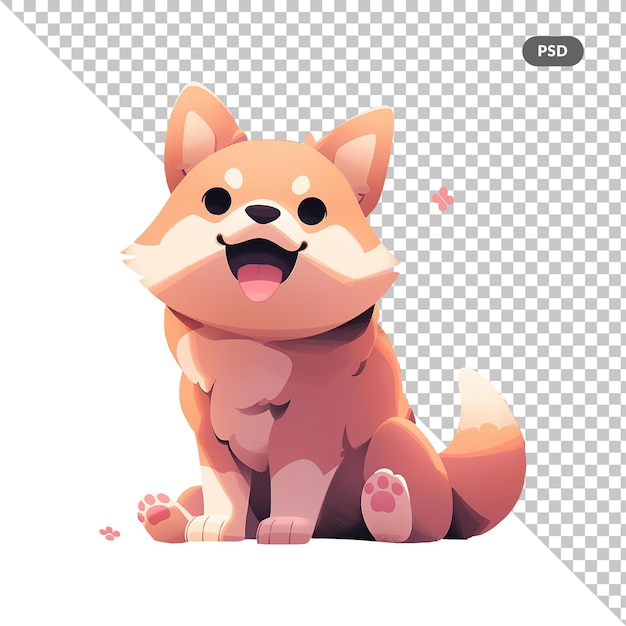 PSD cute shiba inu sitting and smiling