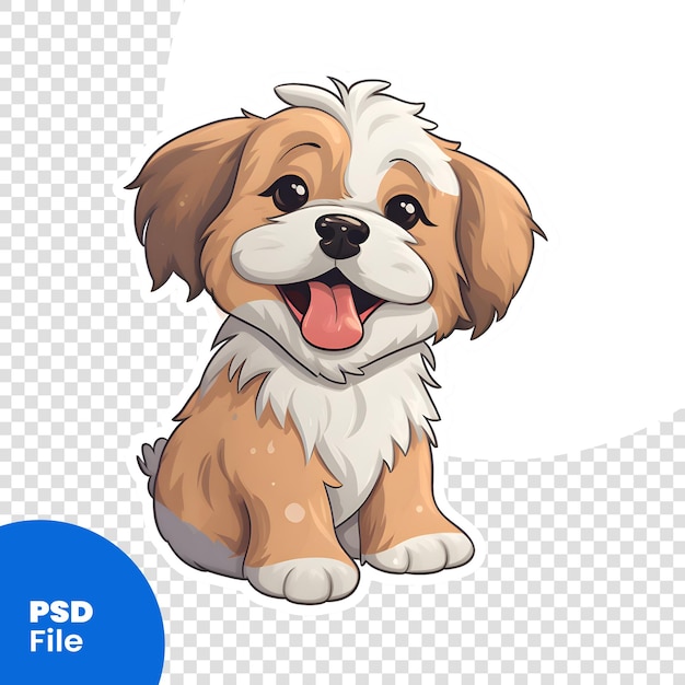 PSD cute shih tzu puppy on white background vector illustration psd template