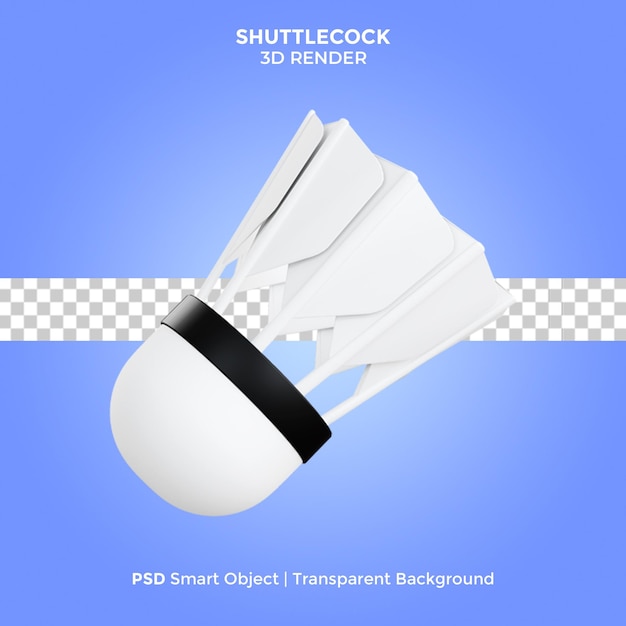Cute shuttlecock 3d render illustration isolated premium psd
