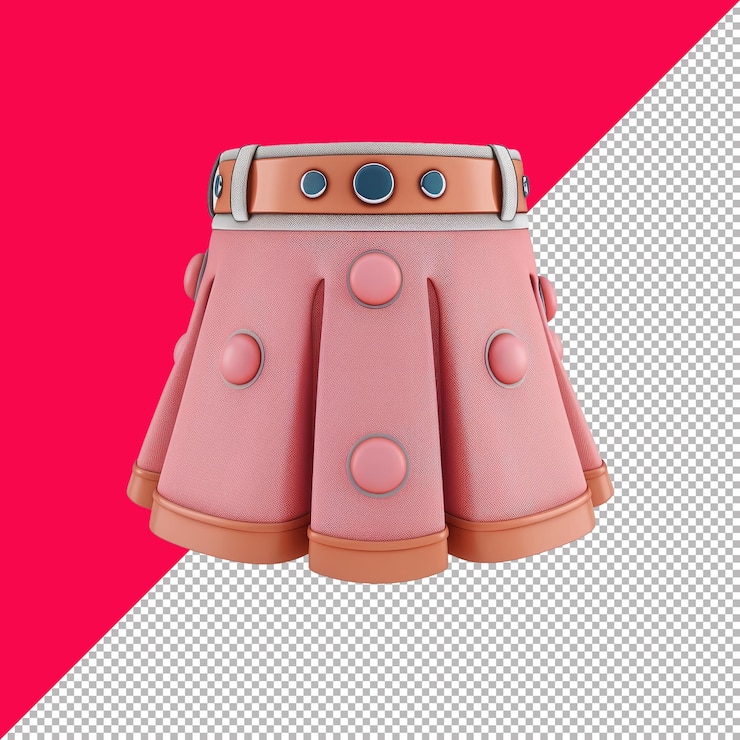 PSD 귀여운 치마 3d 만화 고립 된 렌더 투명 배경 png psd