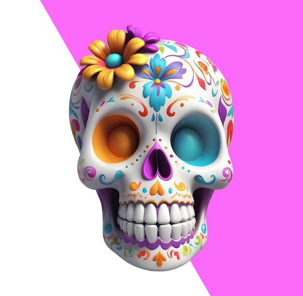 PSD cute skull from the day of the dead da de los muertos