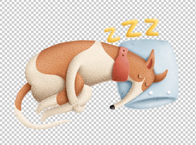 PSD cute sleeping dog illustration