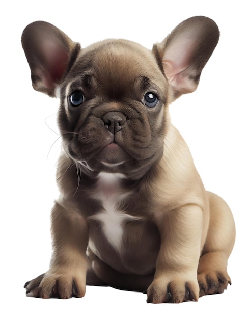 Cute small french bulldog puppy dog on the transparent background created with generative ai