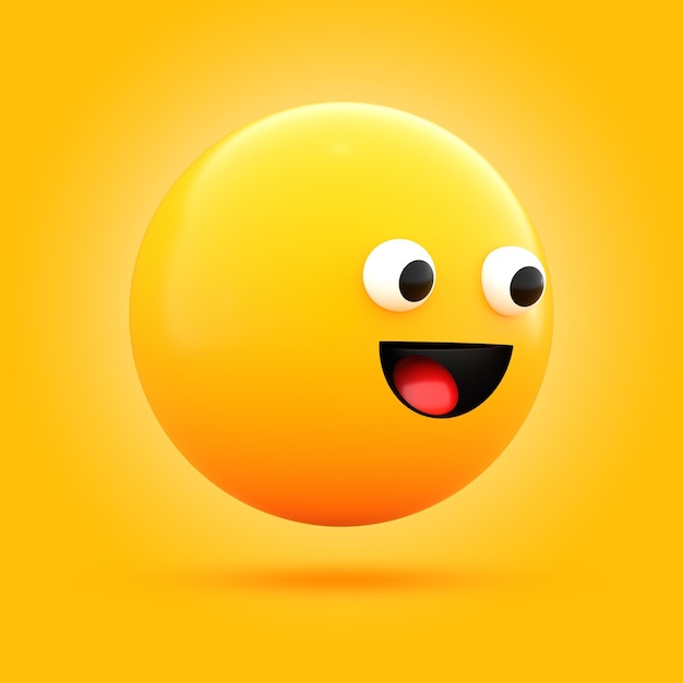 cute smiley emoji 3d render psd mockup