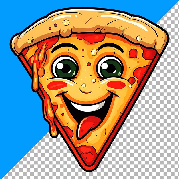 Cute smiling pizza clipart for sticker design illustration