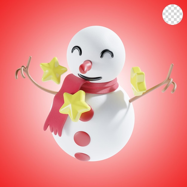 PSD adorabile uomo di neve natale illustrazione 3d