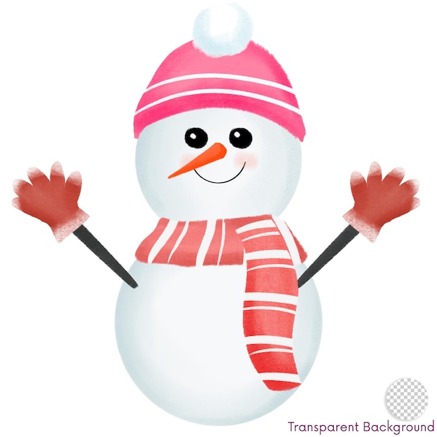 PSD carina illustrazione natalizia dell'uomo di neve
