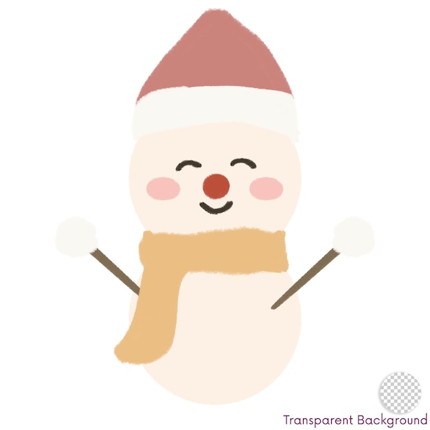 PSD cute snowman retro christmas illustration