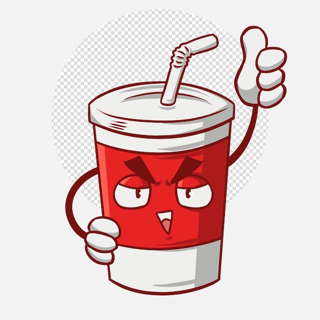 PSD cute soda drink cartoon vector icon illustration